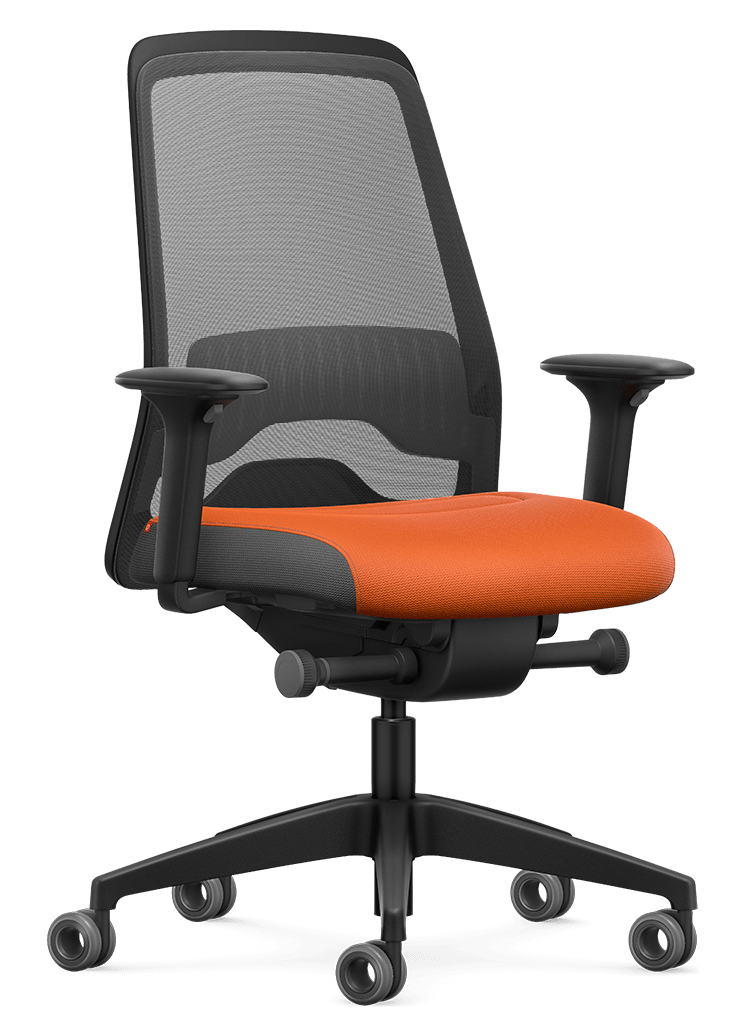 EVERY ACTIVE #07 | Grau-Orange | ergonomischer Bürostuhl | Homeoffice Schreibtischstuhl | Netz