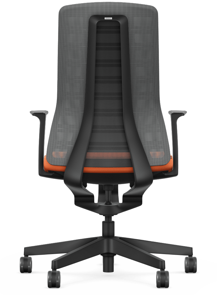 Bürostuhl / Drehstuhl Interstuhl PURE ACTIVE Edition, Rücken Netz anthrazit - Sitz Stoff orange - mit Armlehnen